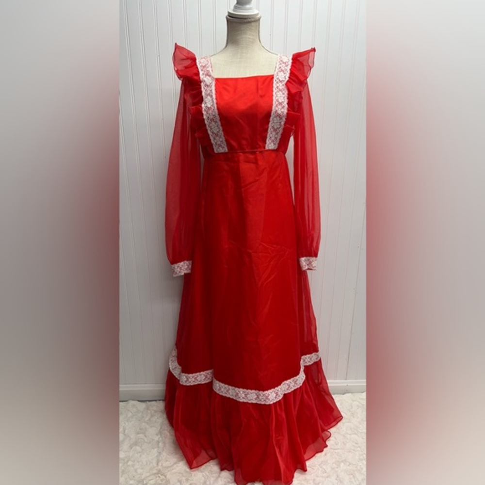 Vintage Sylvia Ann Peasant‎ Boho Gunne Sax Style Maxi Dress